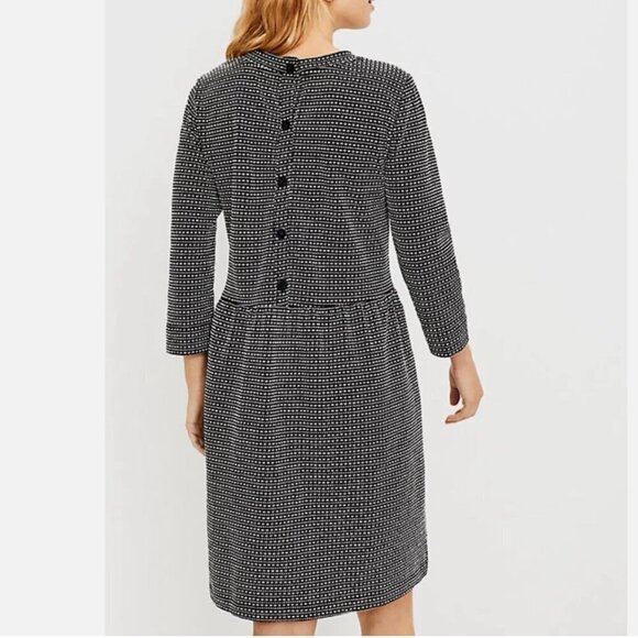 LOFT Textured Swing Dress 3/4 Sleeve Back Buttons Large P - Picture 12 of 16